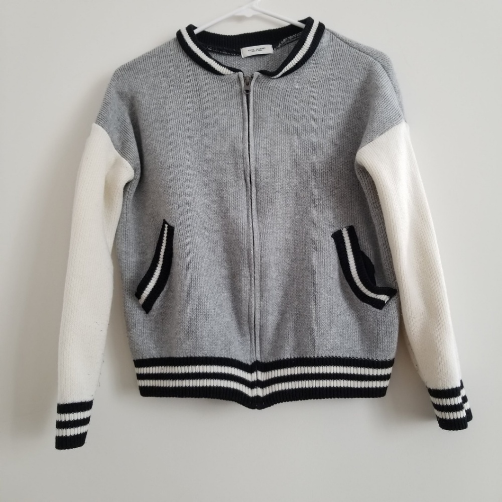 knit bomber jacket with zipper size S